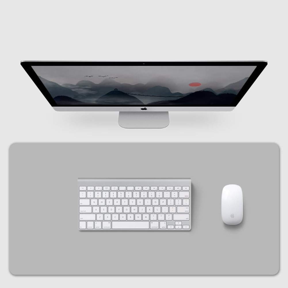 PU Leather Desk Mat Office Waterproof Desk Pad,Non-Slip Laptop Mat Table Mat Desk Writing Pad,Easy Clean Desk Protector for Office Home School (Light Grey,120x60cm)