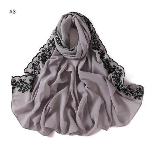 Hijab contra el viento chal protector solar de encaje 7