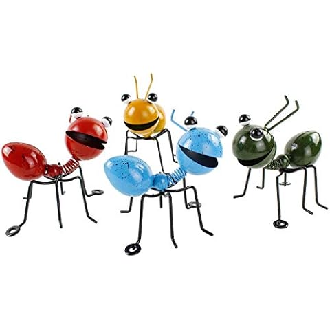 YiYa 4 Pcs Metal Ants Metal Ant Ornaments Ant Garden Decoration Ant Wall Decoration Metal Ant Outdoor Decoration Colorful Cute Insect for Garden Lawn Children's Room Bathroom Home Wall Decoration Cover