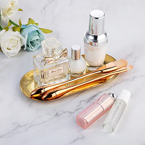 Gold Tray, 3 Pack Premium Stainless Steel Towel Soap Storage Trays Coffee Tea Dish Plate Cosmetics Jewelry Organizer For Bathroom Vanity Counter Kitchen Table #TOP2