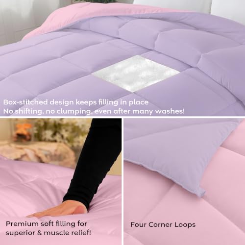 Image of AYKA Reversible Comforter 220 GSM Microfiber Reversible AC Comforter /Blanket for Winter /Quilt /Dohar /Duvets for King Size Blanket /Comforter Double Bed (Mauve & Cameo, 90 * 100)