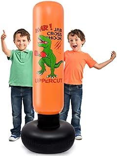 Dinosaur Inflatable Punching Bag - 140 cm Inflatable Boxing Punch Bags for Kids Free Standing Punch Bag for Immediate Bounce Back Bop Bag Exercise Stress Relief Dinosaur Design