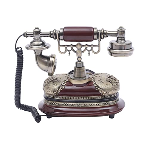 Teléfono fijo clásico con disco rotatorio vintage marrón miniatura 7