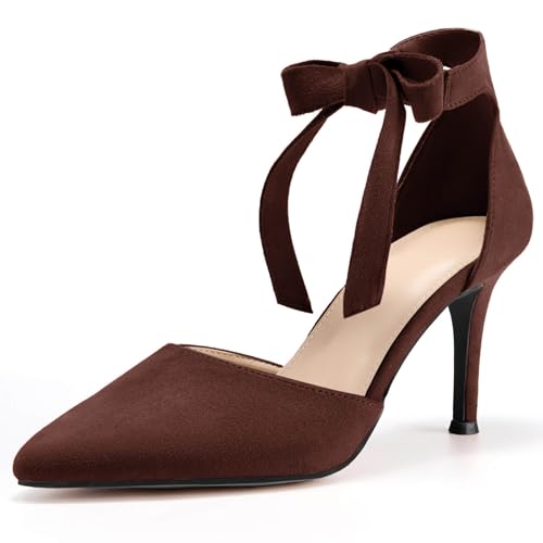Image of Womens High Heel Pointed Toe Pumps Ankle Tie Classic Office Special Dress Party Shoes