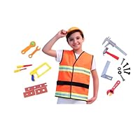 Matissa & Dad Builder Costume Kids Hard Hat Toy Tool construction worker costume for kids Dress Up Helmet Safety Hat Vest Toddler Boy Halloween Children