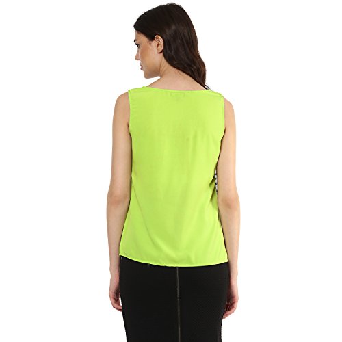 Image of mayra Women's Crepe Green Color Sleeveless Top