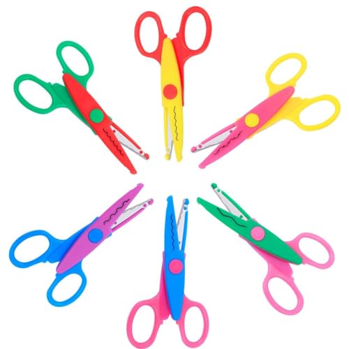 UCEC Ciseaux Dentelés, Ciseaux Crantés pour Enfants, 6 pièces Ciseaux Zigzag pour Décoration Photo Papier