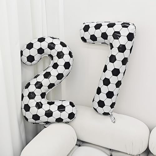 Image of Black White Soccer Number 3 Balloon 3nd Birthday Decoration 40in 3 Balloon | Helium Foil Mylar Balloon World Cup Football Sports Theme Favors for Birthday Party Anniversary Decorations Supplies