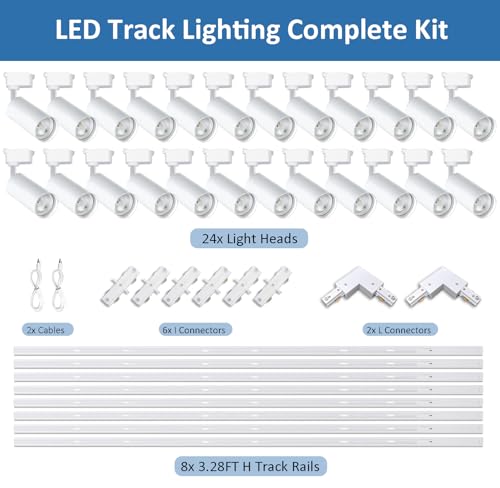 Image of Ultra-Bright H Type White Track Lighting Kit with 26.2 FT Track Rails