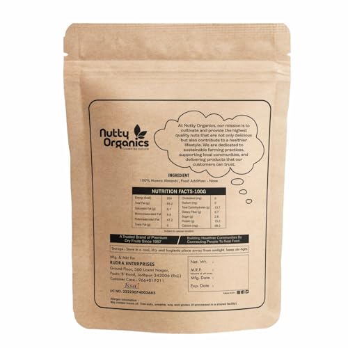 Nutty Organics Almonds Mamra - 1KG (500 GM*2) (Grade A ++ Nuts, Premium, Rich In Oil) Richest Natural Source of Vitamins, Magnesium & Protien | Special Mamra Badam Giri