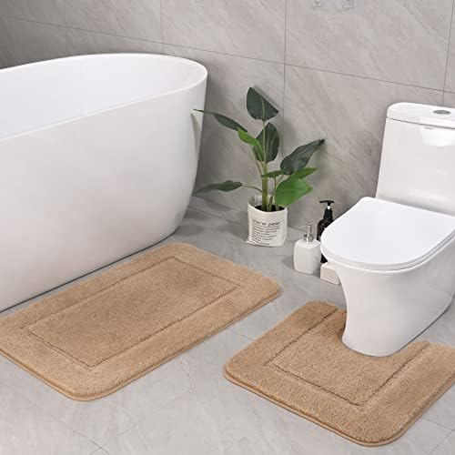 Amazon.com: LOCHAS Bathroom Rug Set Beige, Soft Bath Rug Set 2 Piece ...