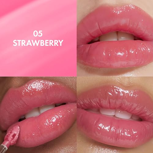 Image of Amuse SEOUL Daisy Flower Dew Tint (05 STRAWBERRY) - Glossy Moisturizing Lip Stain, Watery Glow Lip Tint, Long Lasting Color, Dewy Finish, Vegan, Korean Beauty Makeup