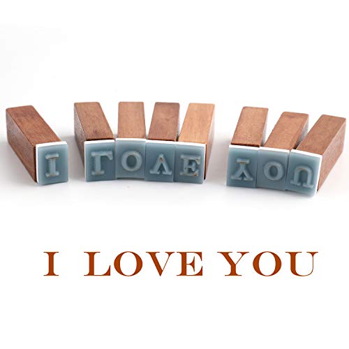 Tosnail 70 Pieces Wooden Rubber Alphabet Letter Stamps Number and Symbol Stamps Set with Storage Box for Scrapbook, Card Making and Arts & Craft