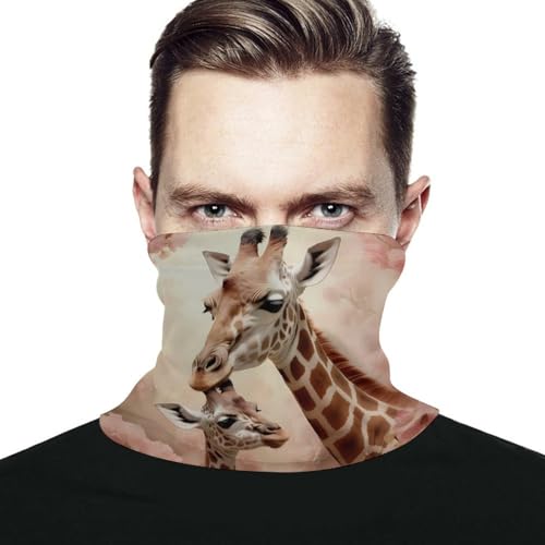 Giraffe Mama And Little Neck Gaiter Unisex Ski Mask Gator Face Cover Scarf Balaclavas Bandana