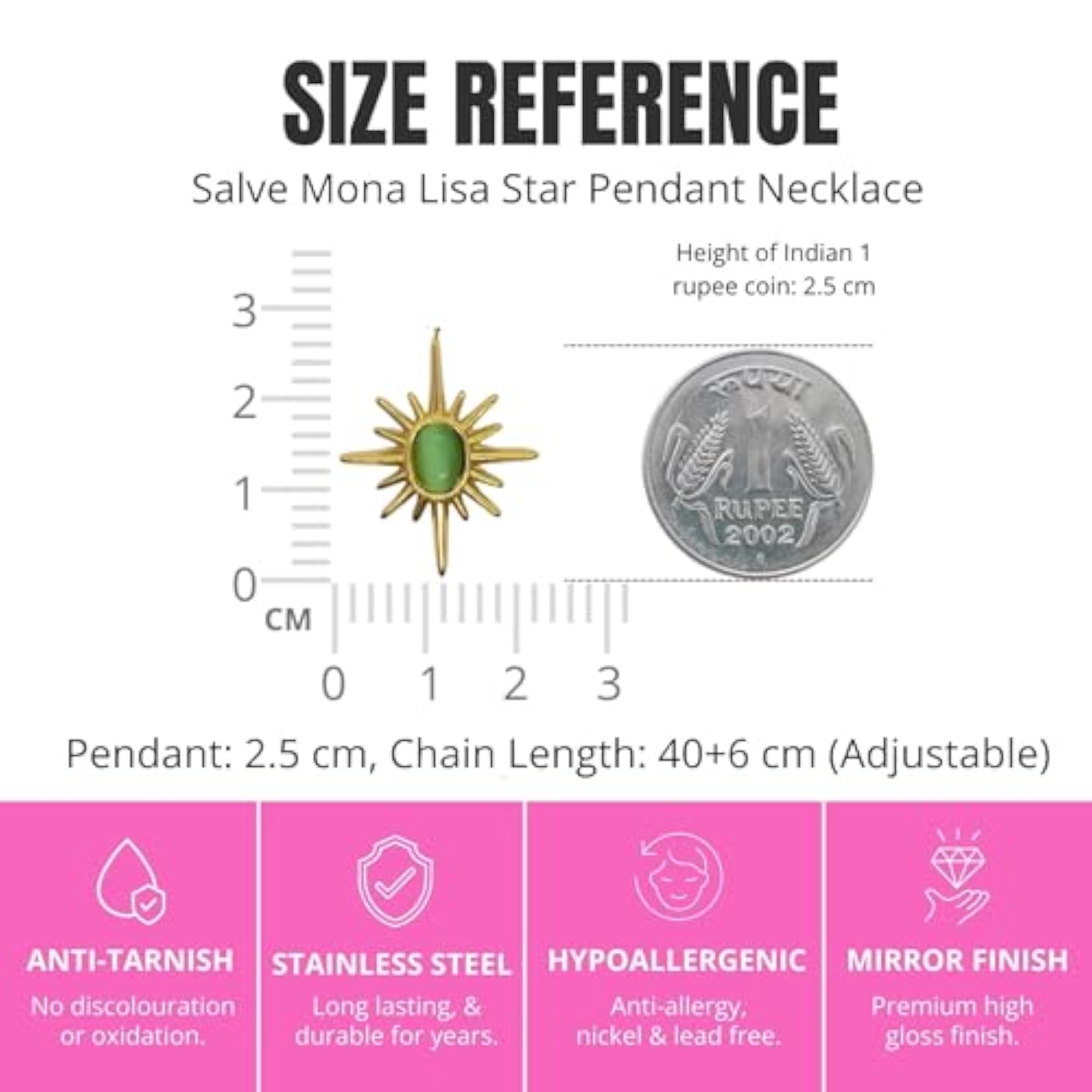 Mona Lisa Stone Star Pendant Necklace for Women