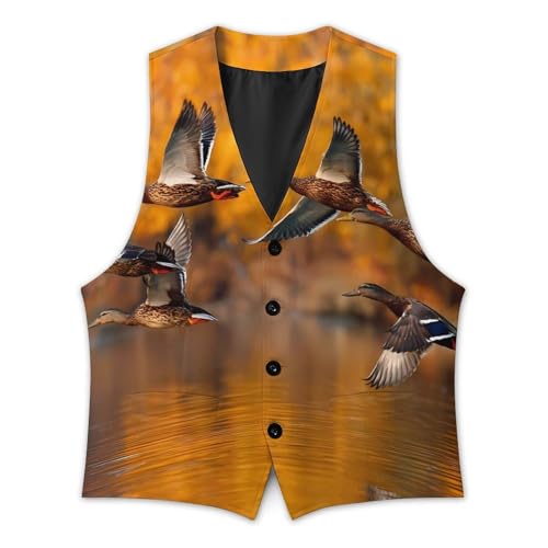 Forests Wildlife Wood Ducks Men's Suit Vest Slim Fit Business Dress Party Pattern Waistcoat Vest Top3