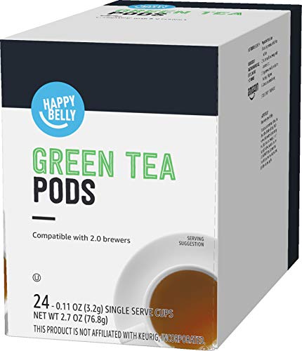 Amazon Brand - Happy Belly Tea Pods Compatible With 2.0 K-Cup Brewers, Green Tea, 24 Count (Previously Solimo) #TOP5