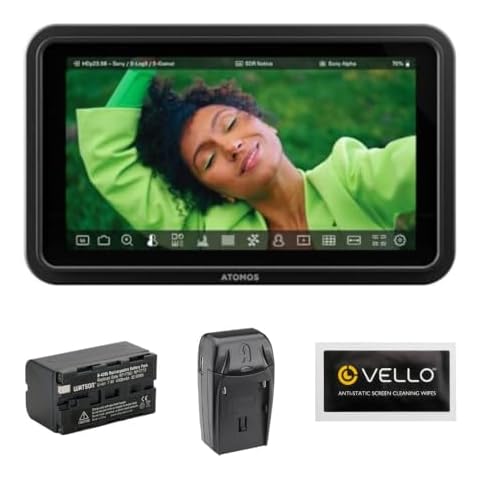 Atomos Shinobi II Bundle with Watson NP-F770 Lithium-Ion Battery Pack (7.4V, 4400mAh), Watson Compact AC/DC Charger for L & M Series Batteries and Anti-Static Screen Cleaning Wipes (5-Pack) Cover