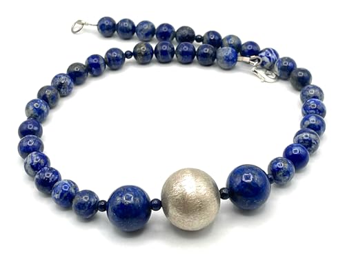 Collier lapis lazuli anti-allergie en argent 925 pour peaux sensibles