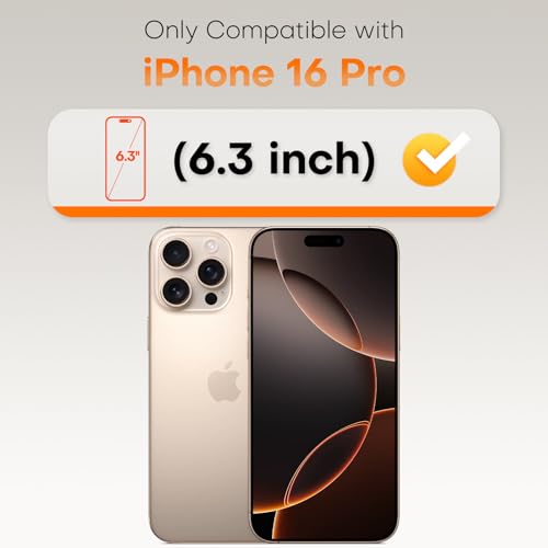 TOCOL for iPhone 16 Pro Screen Protector 9H Hardness Military Grade Shatterproof HD Tempered Glass Full Coverage Easy Installation Case Friendly 2 Pack