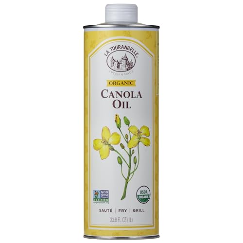 La Tourangelle, Organic Canola Oil, Expeller-Pressed Non-GMO Canola Seeds, Pesticide and Chemical Free, High Heat Neutral Cooking Oil, 33.8 fl oz
