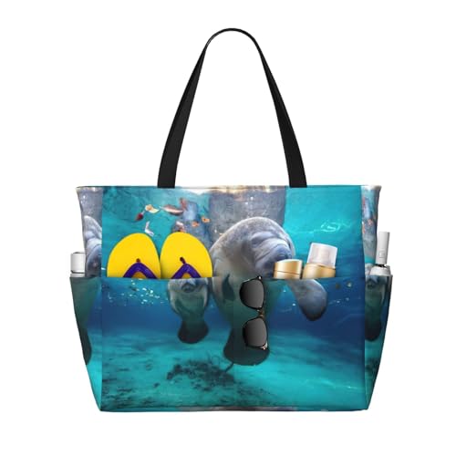 Grand sac à bandoulière Hobo noir lamantins des Antilles grande capacité