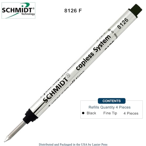 4 Pack - Schmidt 8126 Capless Rollerball - Black Ink