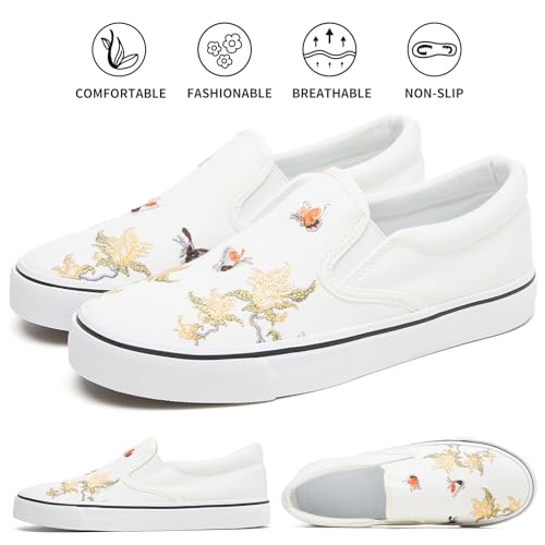 Image of Women's Canvas Slip On Sneakers Non Slip Loafers | low top non slip on walking breathable casual comfortable fashion tennis