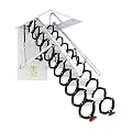Automatic/Manual Folding Stairs, Metal Anti-Slip Retractable Attic Ladder, Pull Down with 2 Side Rails, for Home Indoor, Outdoor, Storehouse, Basement(Automatic,70 * 120cm*H300CM)