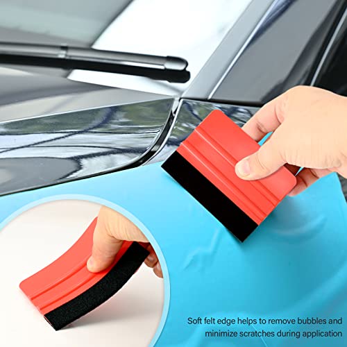 Image of Gomake Vehicle Vinyl Wrap Window Tint Film Tool Kit Include 4 Inch Felt Squeegee, Retractable 9mm Utility Knife and Blades, Zippy Vinyl Cutter and Mini Go Corner Squeegee for Car Wrapping