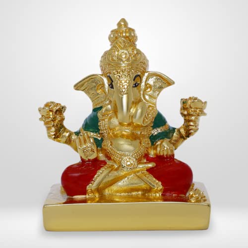 Image of Neodrift Ganesh Idol for Car Dashboard (Real 24kt & 999 Silver Plated, Dual-Tone Gold & Silver) (Model ND11) - Enhance Your Drive