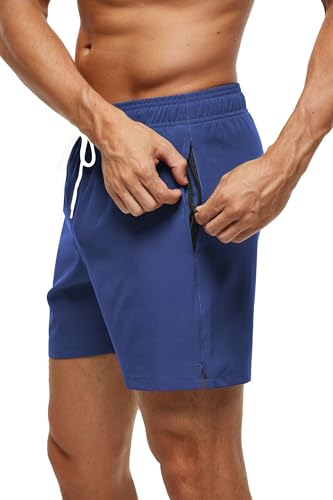 Image of Tyhengta Men's Swim Trunks Quick Dry Beach Shorts with Zipper Pockets and Mesh Lining