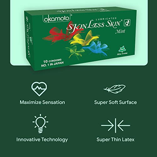 OKAMOTO Skinless Skin Condoms - Mint Dotted (Okamoto, Japan) 1 X 10s (No.1 in Japan) - Image 3