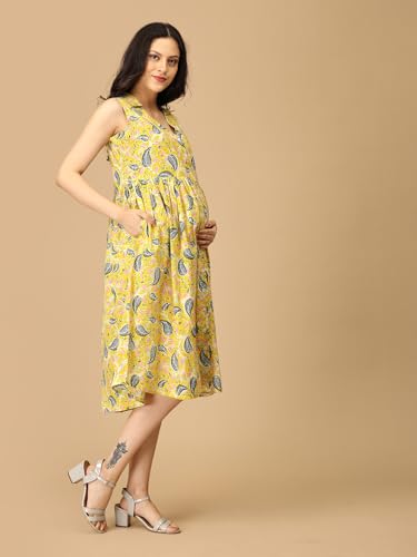 Image of The Mom Store Maternity Dress | Pre and Post Pregnancy Dress | Sleeveless