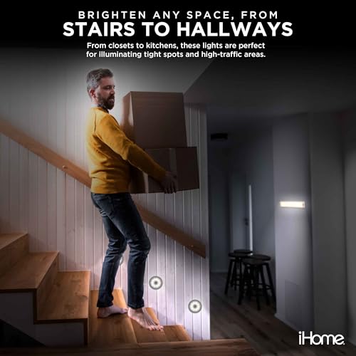 Image of iHome Rechargeable Auto Sensing Light Bars, Motion Sensor, Dimmable, Auto /Always-On Modes, Easy Installation (5-Pack (2 Light Bars & 3 Puck))