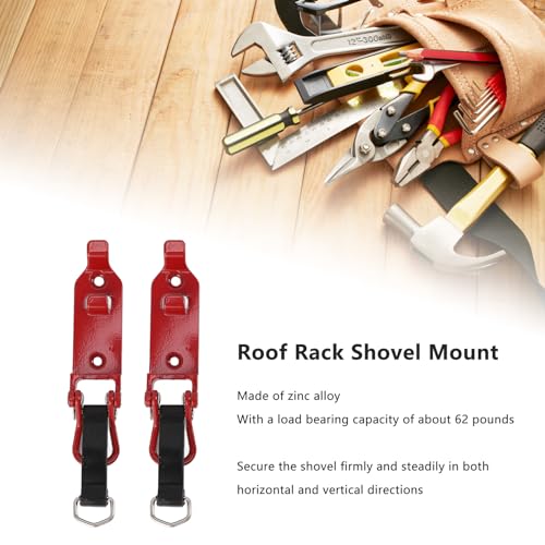 2PCS Shovel Mount, Quick Release Axe Shovel Holder Wall Mount Kit Metal Rubber Clamp Mounting Kit for Truck Off Road (Red) - Image 4