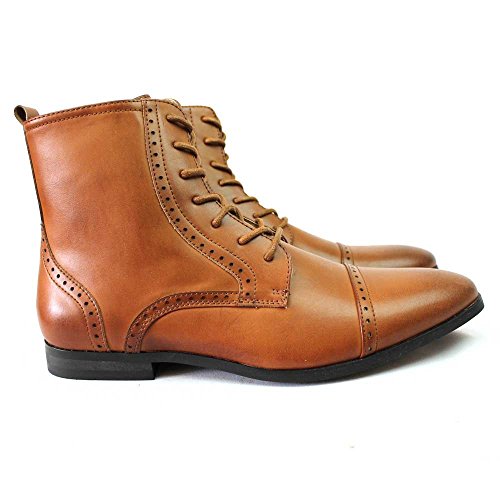 New Men's Cap Toe Boots Detailed Perforation Dress Shoes Modern Oxfords by Azar3