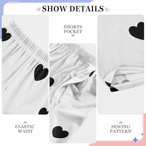 Boys' Pants Black Heart Polka Dots White Long Bottoms Jogger Pants Elastic Waist Trousers with Pockets S-XL4