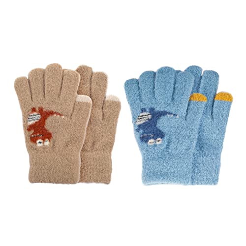 2 Paires Gants en Polaire pour Enfants, Gants en Tricot pour Enfants, Gants en Tricot Extensible,pour Tous Les Jours Rester au Chaud en Hiver Cover