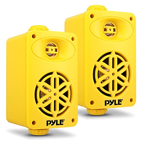 Image of Pyle Indoor Outdoor Speakers Pair - 200 Watt Dual Waterproof 3.5 inch 2-Way Full Range Speaker System w / 1 /2 inch High Compliance Polymer Tweeter-in-Home, Boat, Marine, Deck, Patio,Poolside (Yellow) -PDWR35YL