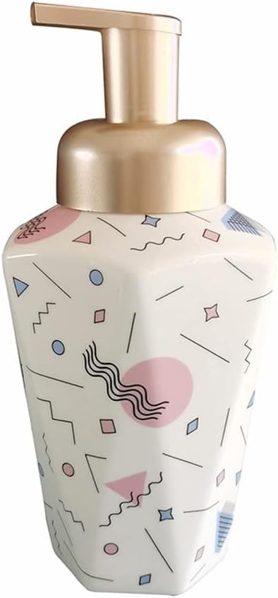 soap Dispenser for Kitchen Sink, Creative Pressing Ceramic with Resin Press Pump for Bathroom Vanity Countertop, Kitchen Sink - Save on Soap, 6x18cm/340ml (Color : A)
