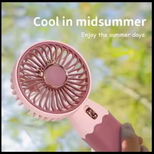 Image of MIRADH Mini Handheld Fan (Upto 2 Hours Running) Rechargeable Battery Operated Portable Fan, Desk Fan, Carry It Anywhere (PINK)
