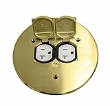 ENERLITES Dual Flip Lid Floor Box Cover, 5.75' Diameter, 20A Tamper-Weather Resistant Receptacle Outlet, Watertight Gaskets, 975517-C, UL Listed, Brass, 2. Brass 5.75', 1 Gang