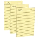 PATIKIL 3 Pack to Do List Notepads, 4x6 Daily to Do List Notepads Things Sticky Notes Checklist Memo Planner Message Pads 50 Sheets per Pad for Work Office, Light Yellow