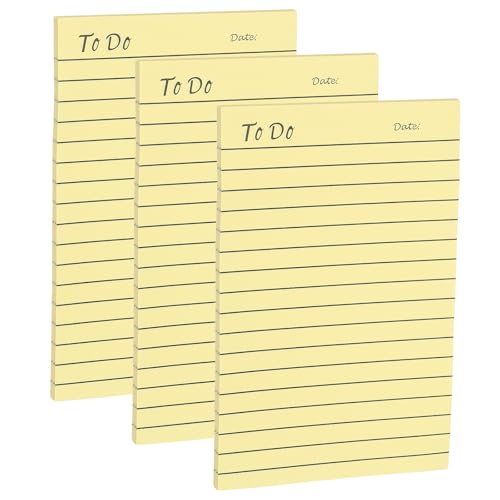 PATIKIL 3 Pack to Do List Notepads, 4x6 Daily to Do List Notepads Things Sticky Notes Checklist Memo Planner Message Pads 50 Sheets per Pad for Work Office, Light Yellow