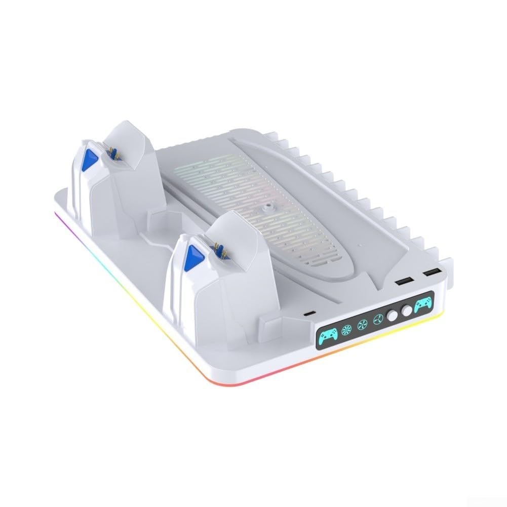Ladestation für PS5 Slim Pro Controller Dual RGB Licht(Black)