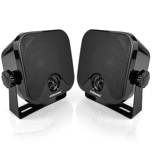 STUDIOFINIX 4-Zoll-wasserdichte Marine-Lautsprecher 120W 2-Wege Heavy Duty für Außenbereiche, Boote, ATV, UTV, Jeep, Golfcart, Traktor (SCHWARZ)