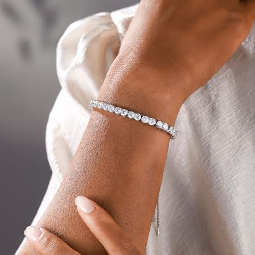 Moissanite Tennis Bracelet, 3MM-3.56Carats Diamond Adjustable Bracelet,18K White Gold Plated 925 Sterling Silver Hypoallergenic, Tennis Bracelet for Women.2