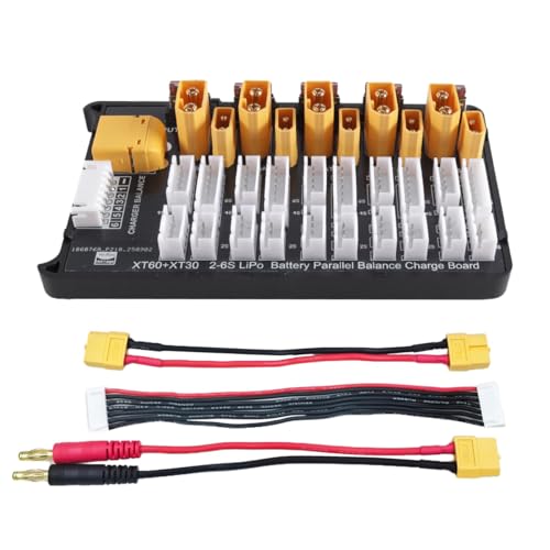 Durlo Placa de carga paralela para baterías Lipo RC con conectores XT30/XT60. 2 en 1. Admite 5 paquetes para baterías Lipo de 2S a 6S (5S no incluidas).
