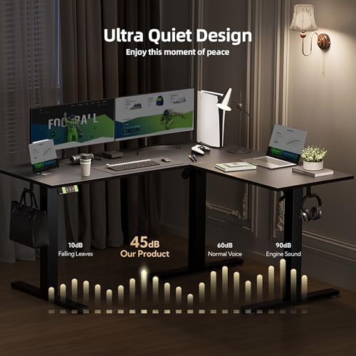 Image of Claiks Electric L-Shaped Standing Desk with Dual Motors, 59Inch Black